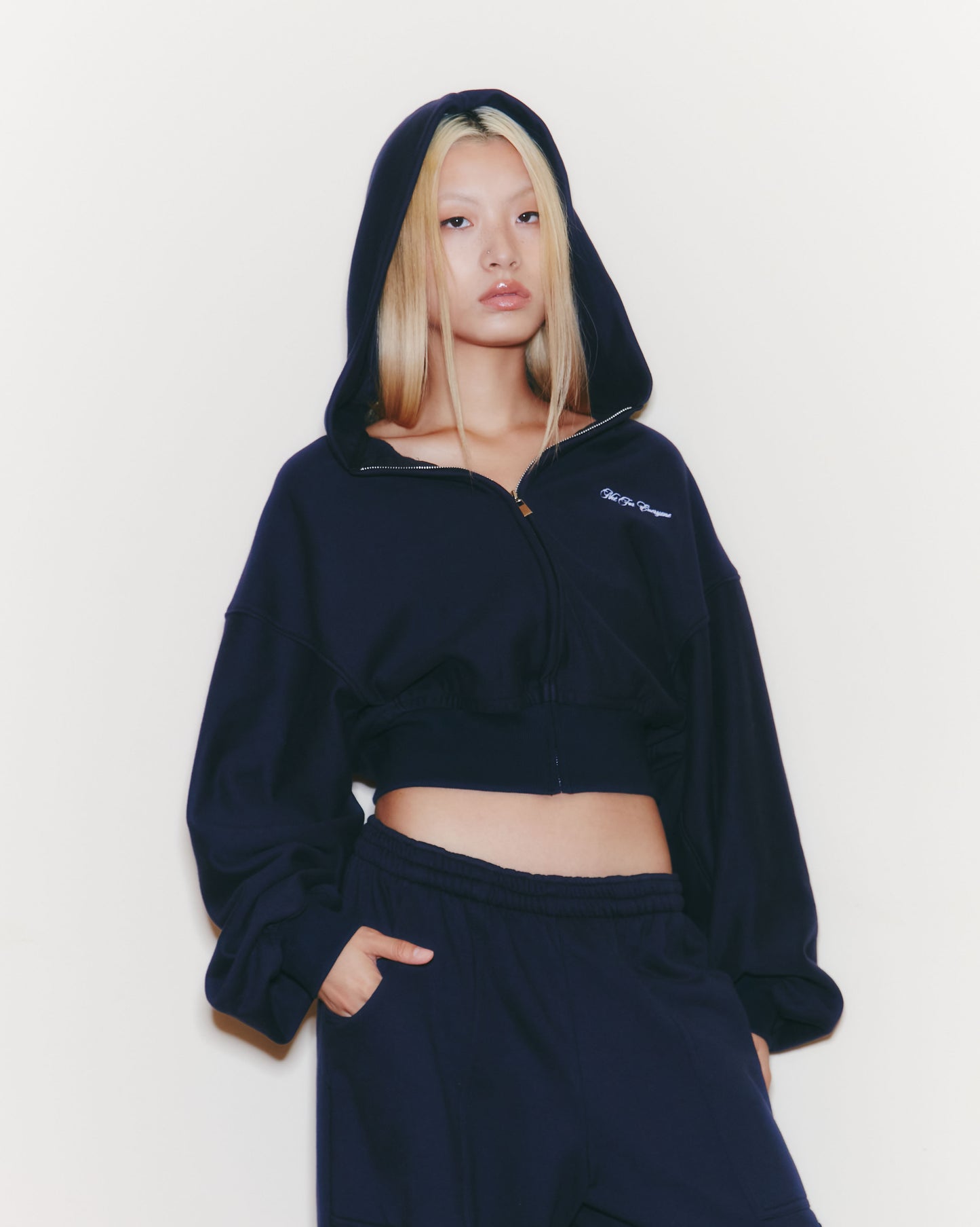 Not for everyone cropped zip up hoodie