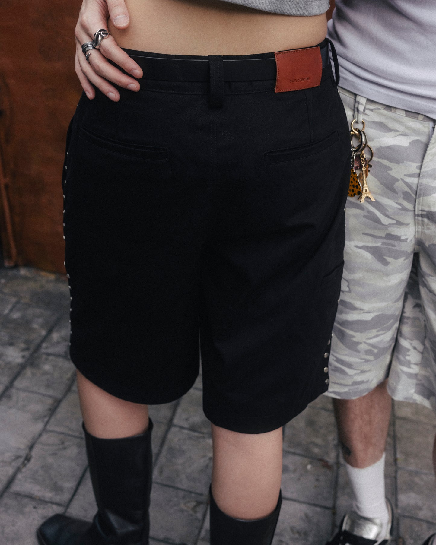 Studded chino work jorts