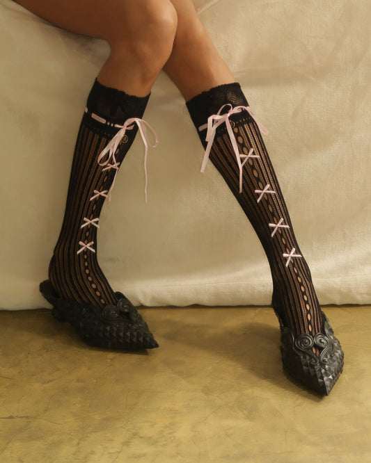 Ribbon lace socks