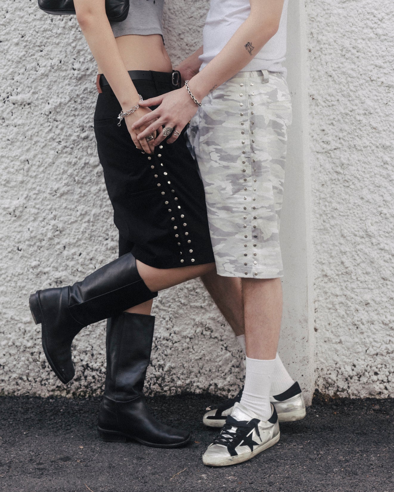 Studded chino work jorts