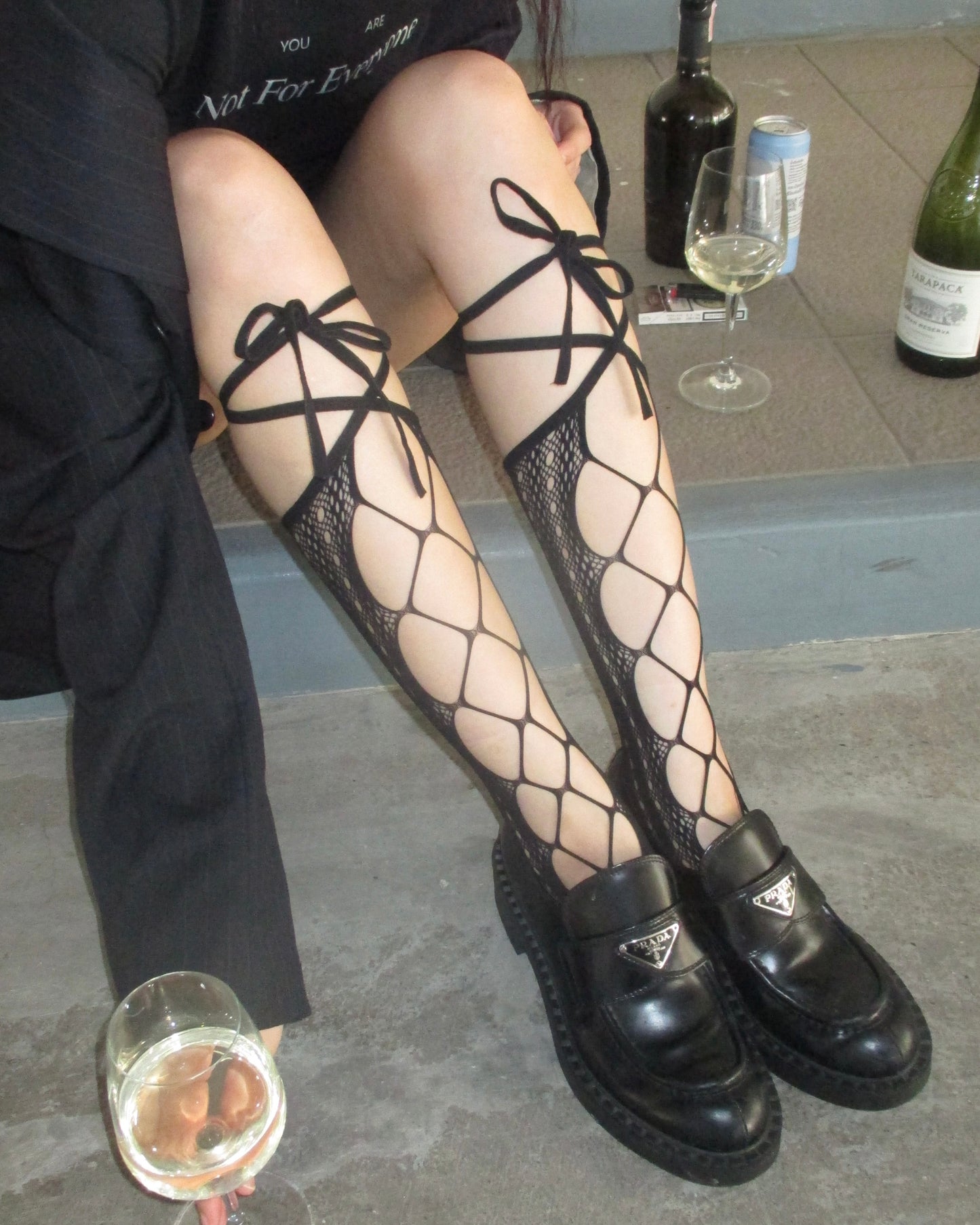 Lace up high knee socks