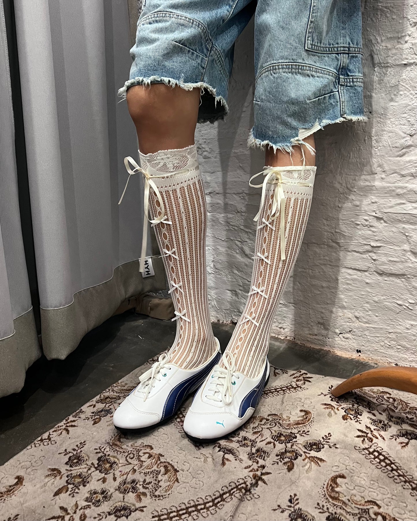 Ribbon lace socks