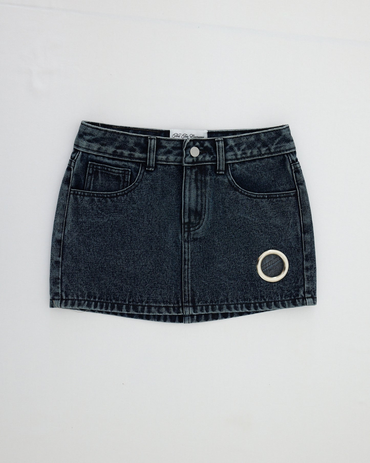 NOT FOR EVERYONE x PICCORO - Eyelet denim mini skirt