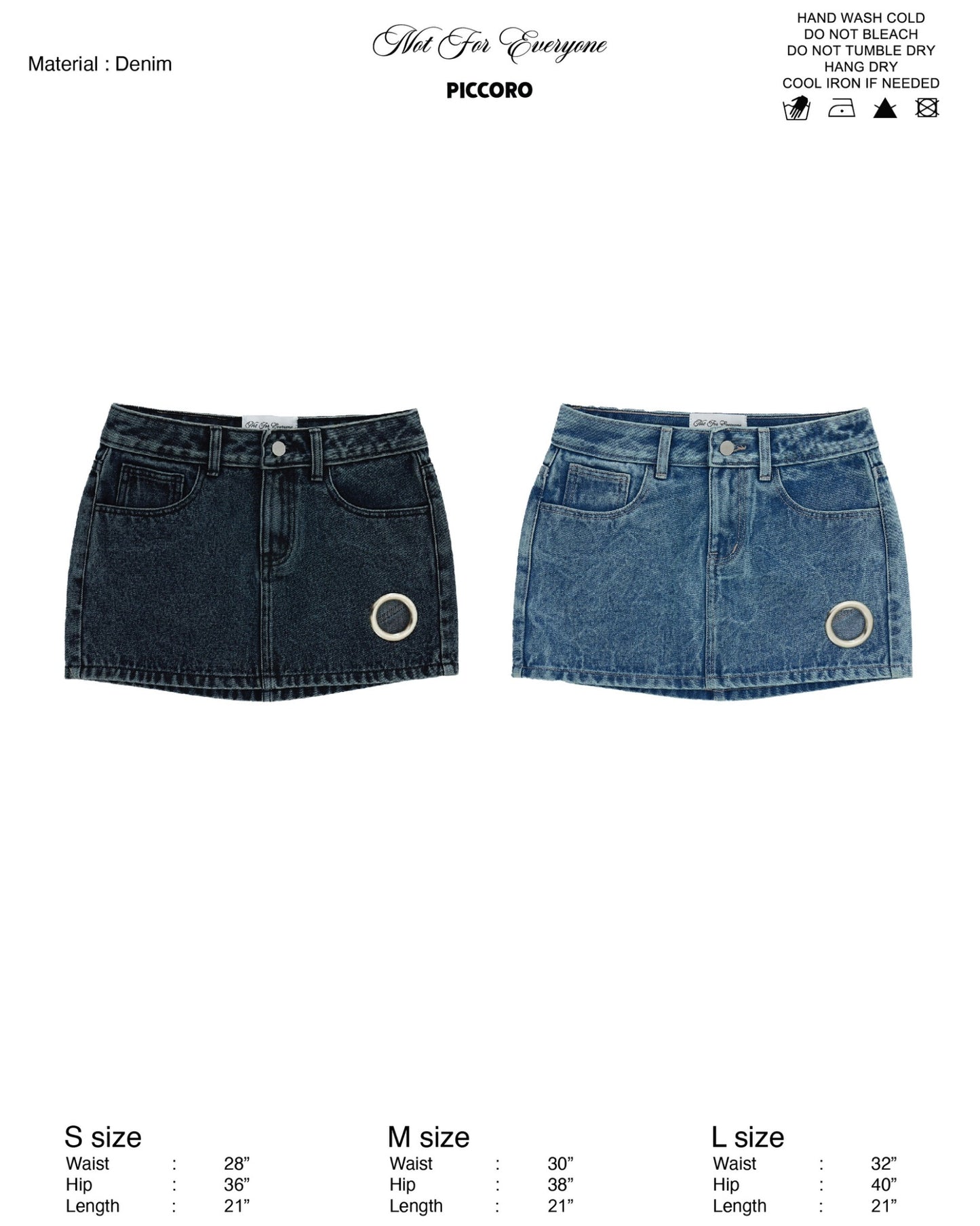 NOT FOR EVERYONE x PICCORO - Eyelet denim mini skirt