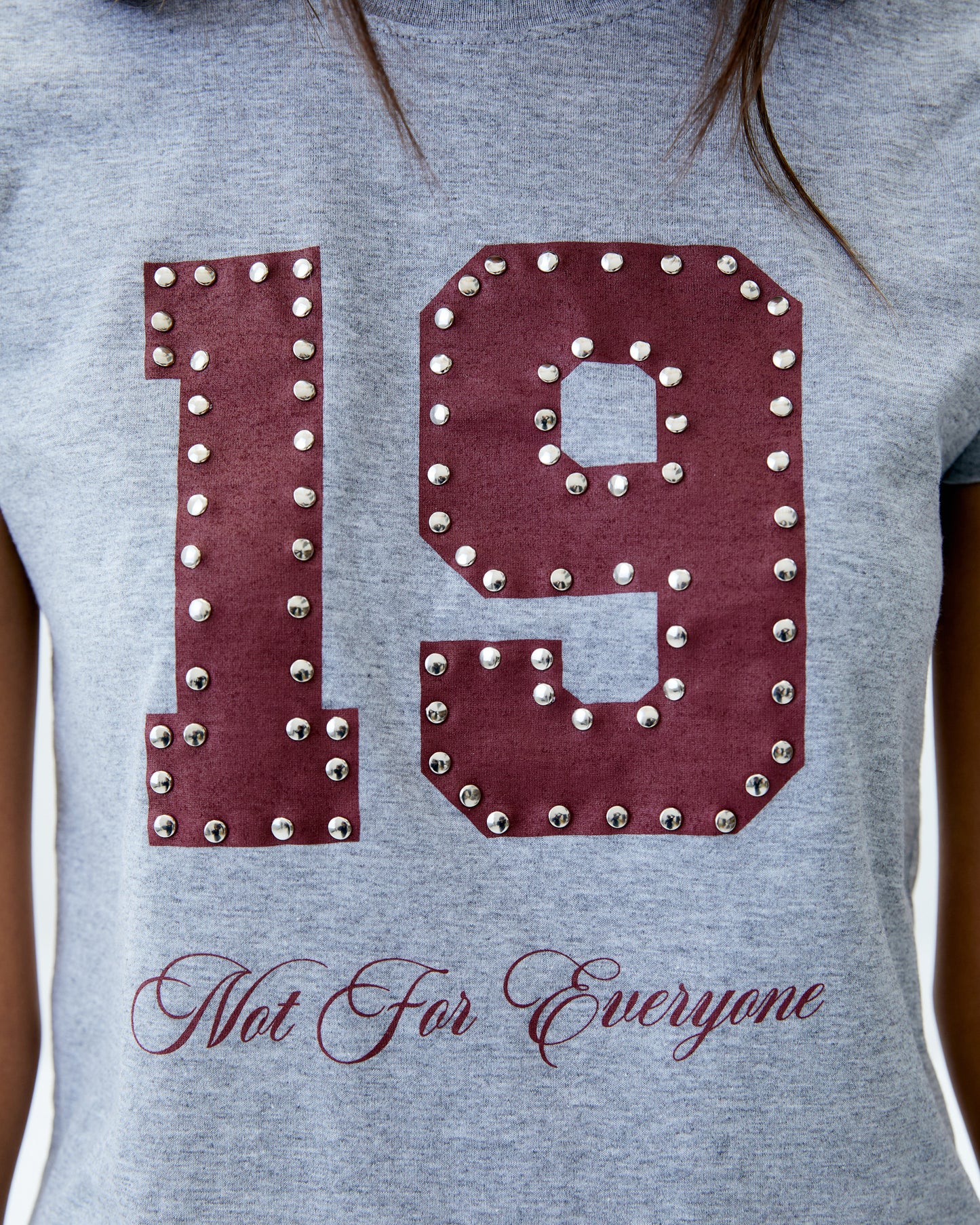 Not for everyone - 19 studded baby tee