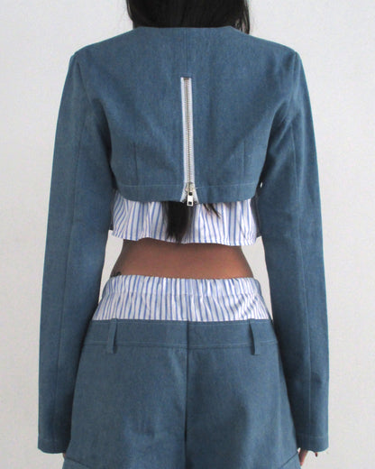 Denim cropped blazer