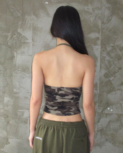 Camo halter top wit studs